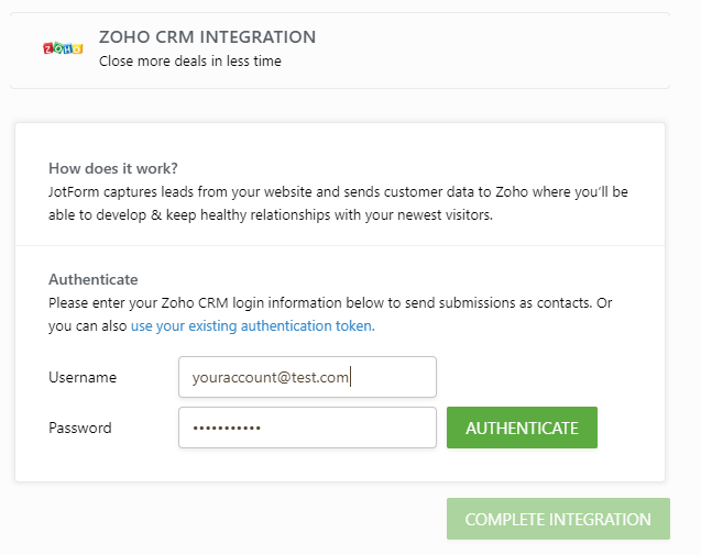 zoho integration