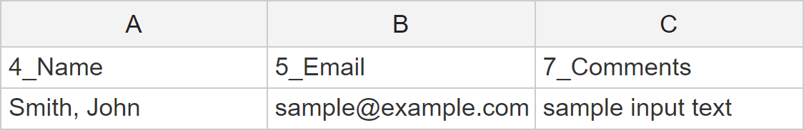 An import template format example