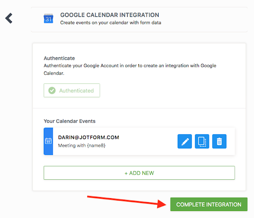 google calendar integration