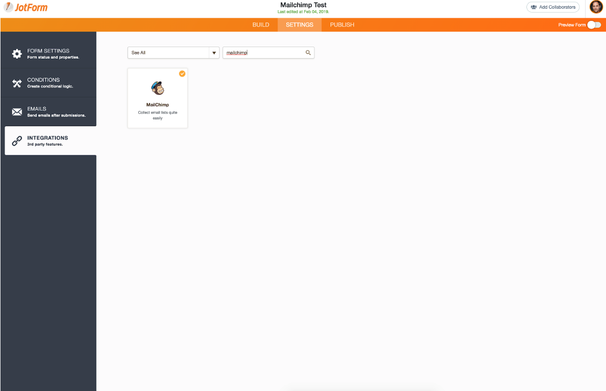 Jotform Mailchimp new integration