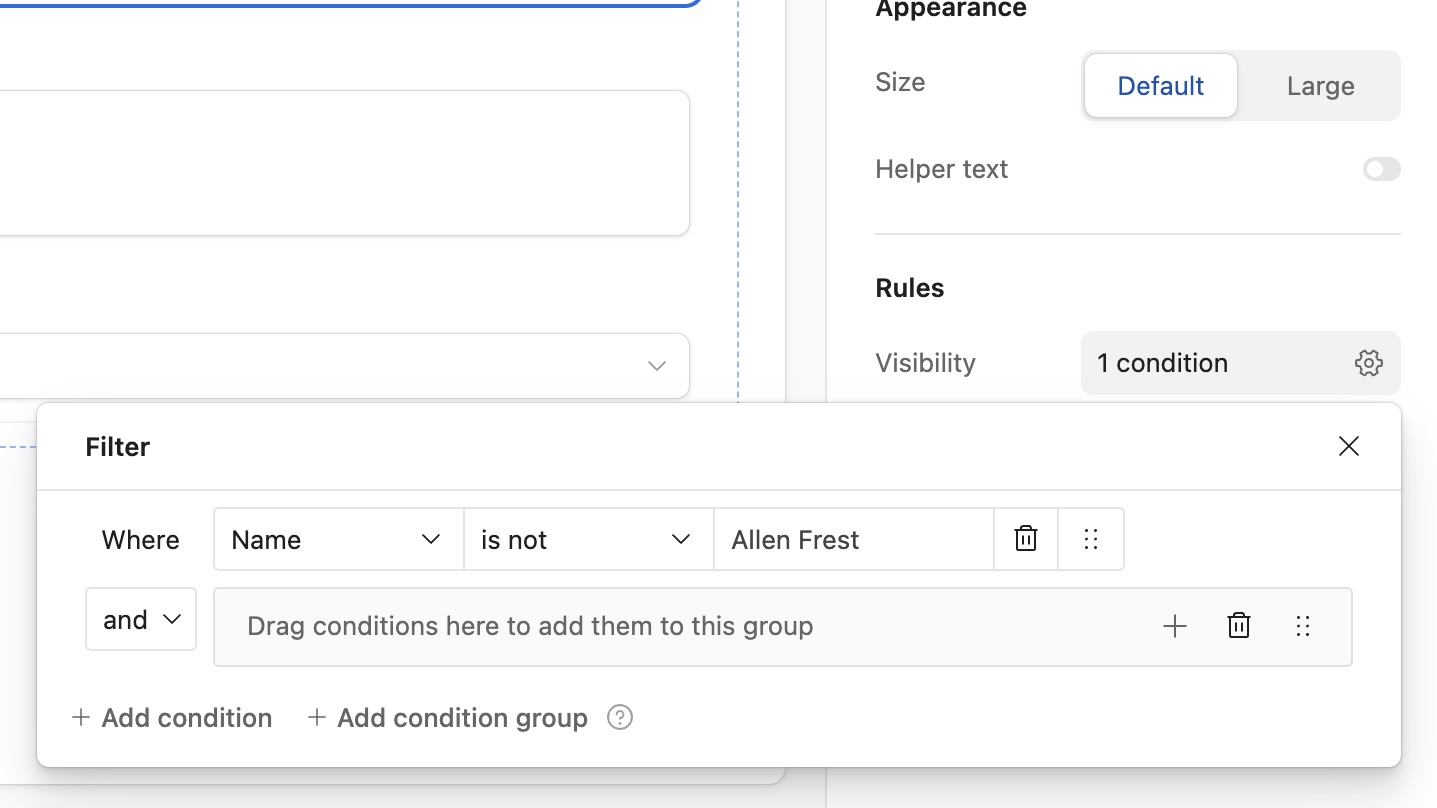 example of applying conditional logic in airtable