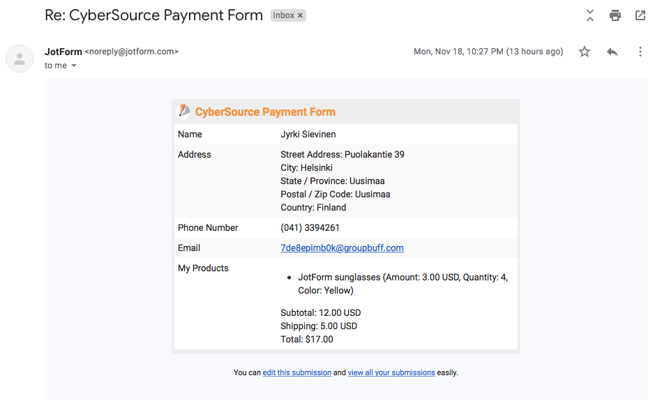 jotform notification email