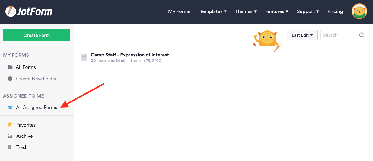 all assigned forms tab