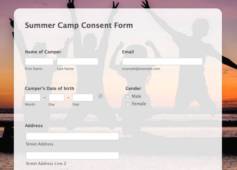 Summer camp consent form template