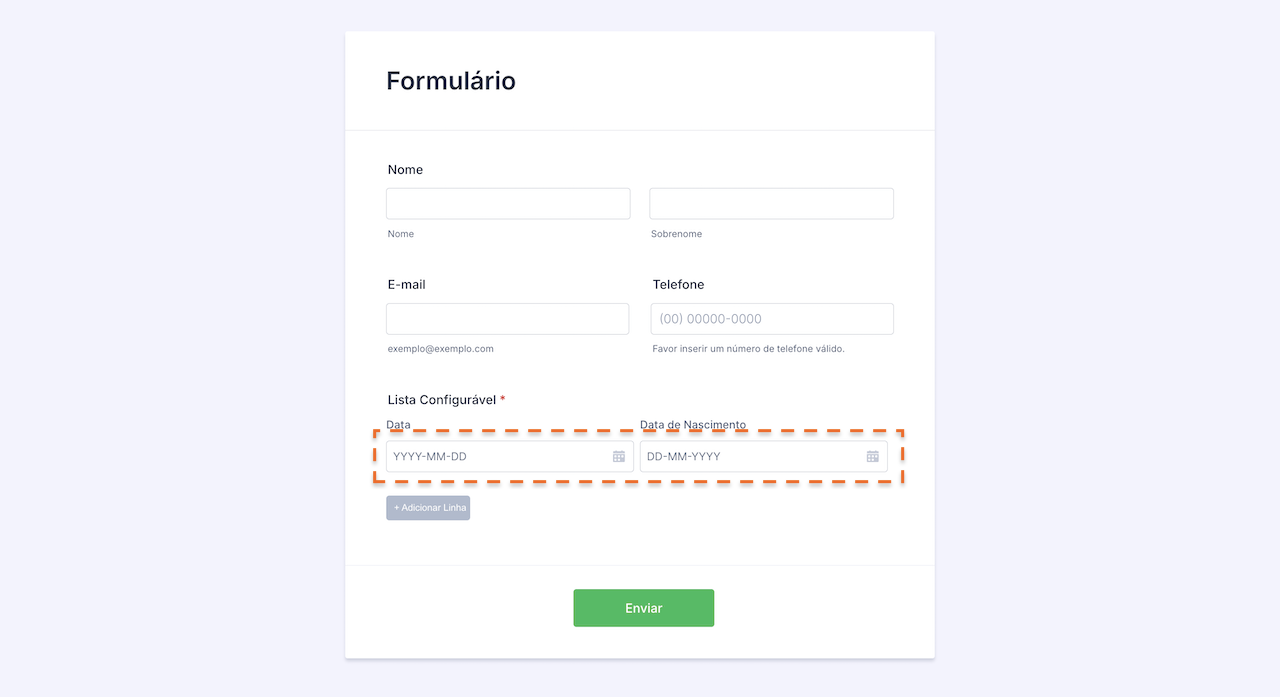 Seletor de Datas