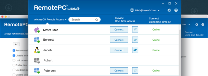 Screenshot from the RemotePC app