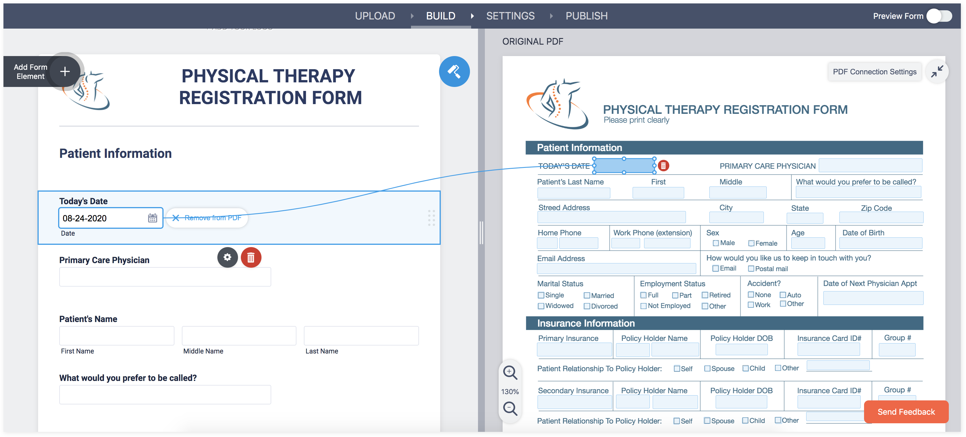 Physical Therapy Registration Form in Jotform Smart PDF Forms