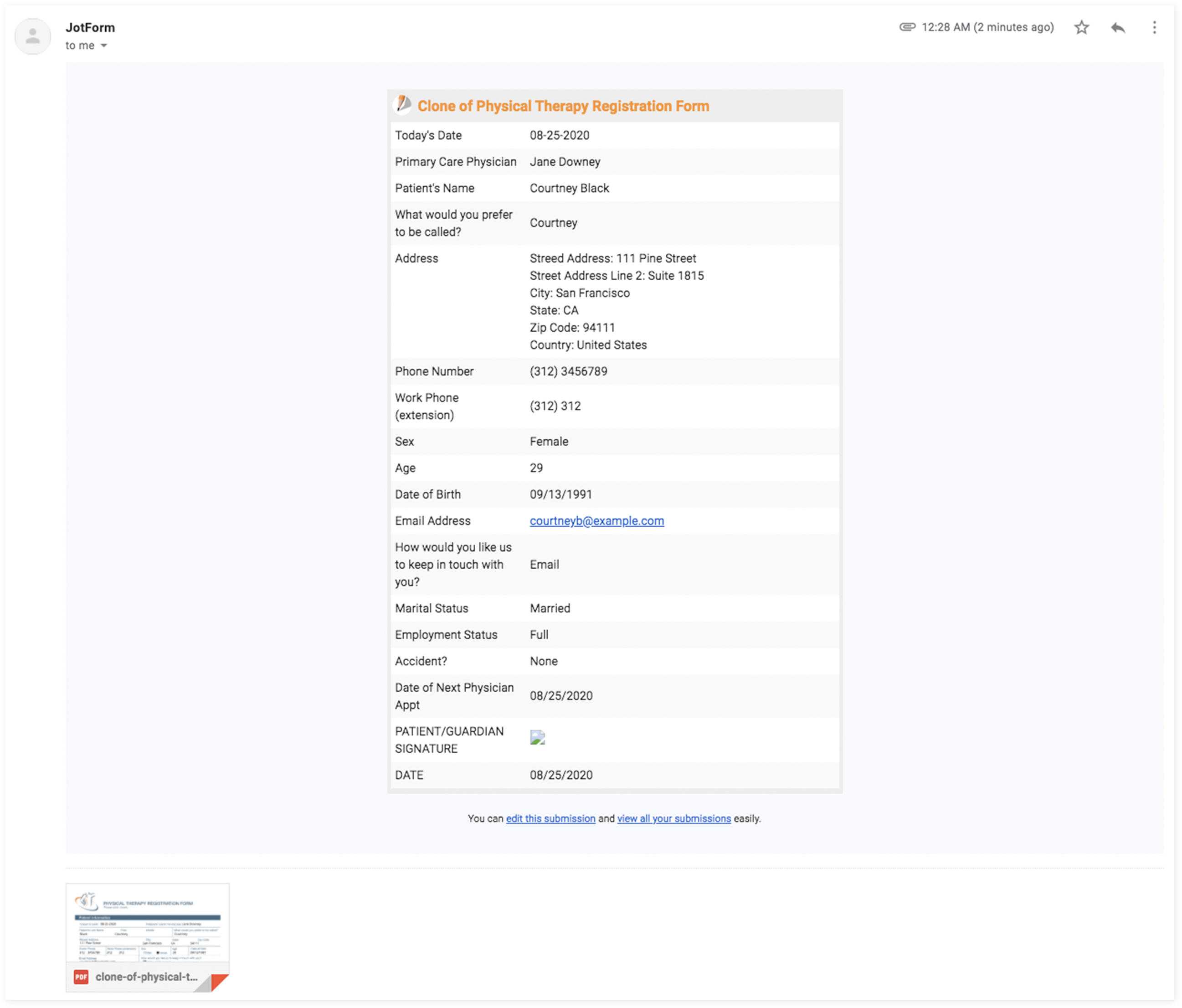 Viewing Responses of a Smart PDF Form in Mail