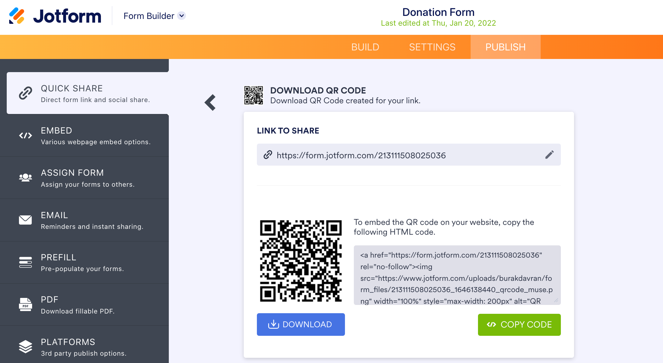 Jotform QR code