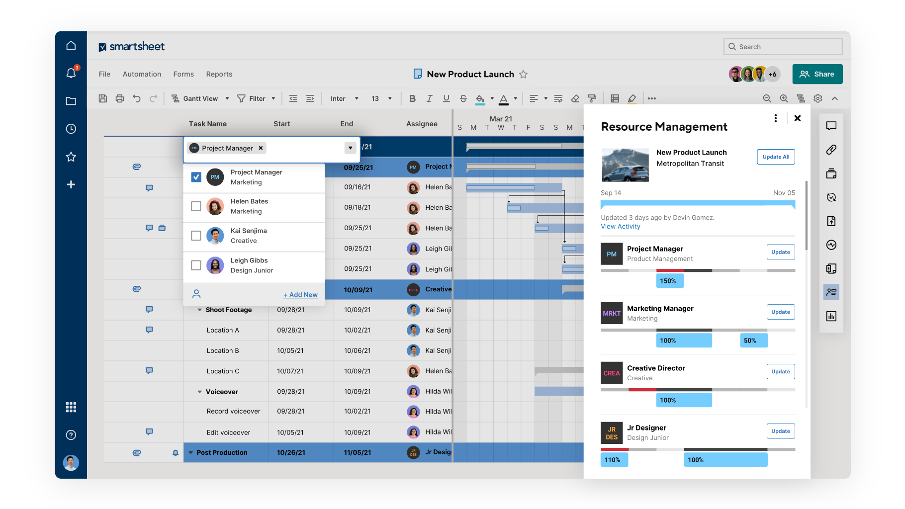 Smartsheet User Interface