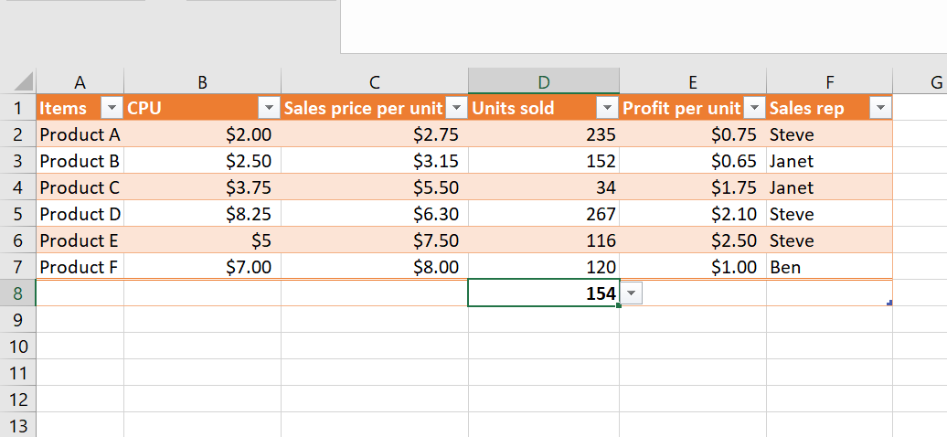 Excel Calculated Value