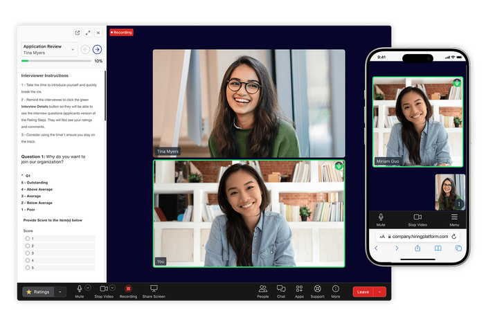 screenshot of VidCruiter product interface