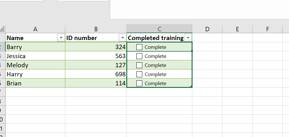 Duplicating the Checkboxes along the Entire Column
