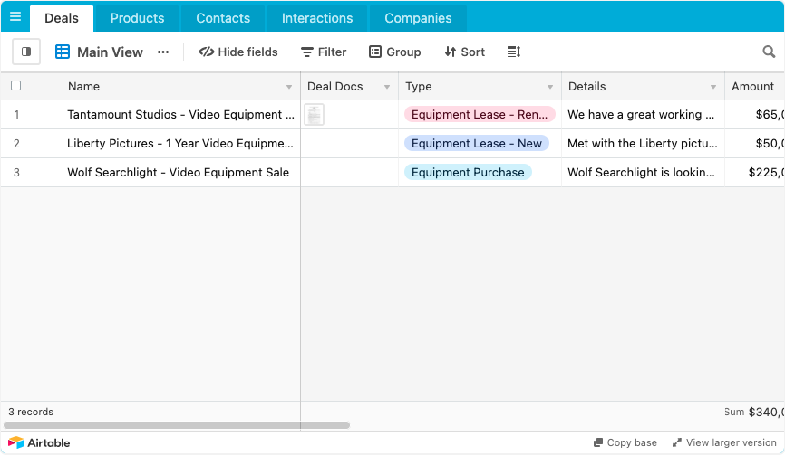 Airtable Simple Sales CRM