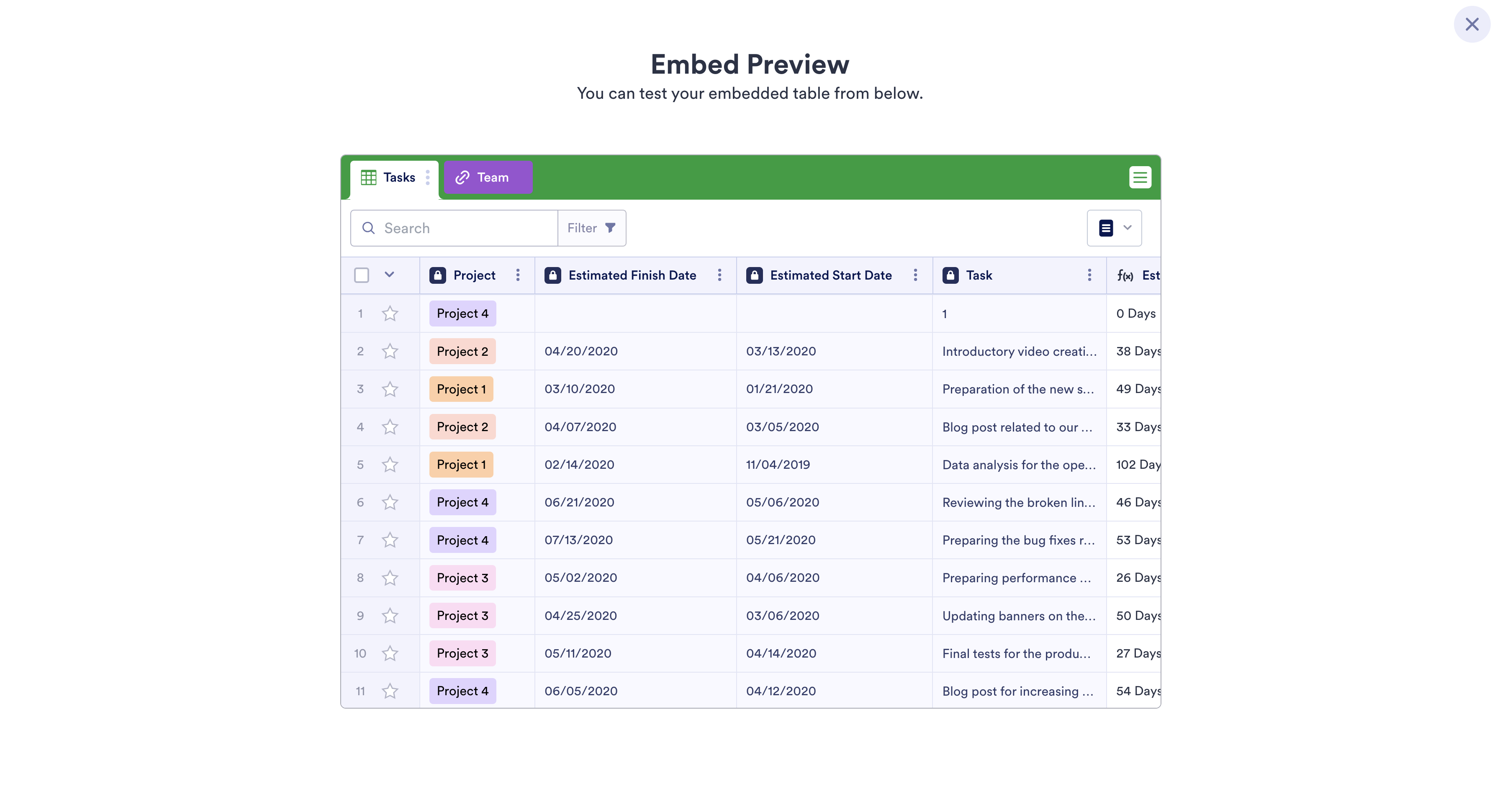 Embed Preview Window in Jotform Tables
