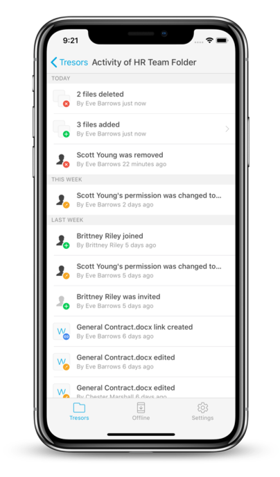 user interface of Tresorit Mobile App