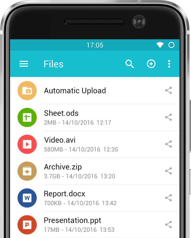 user interface of pcloud