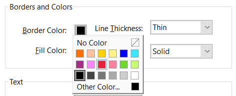 Borders and Colors Settings