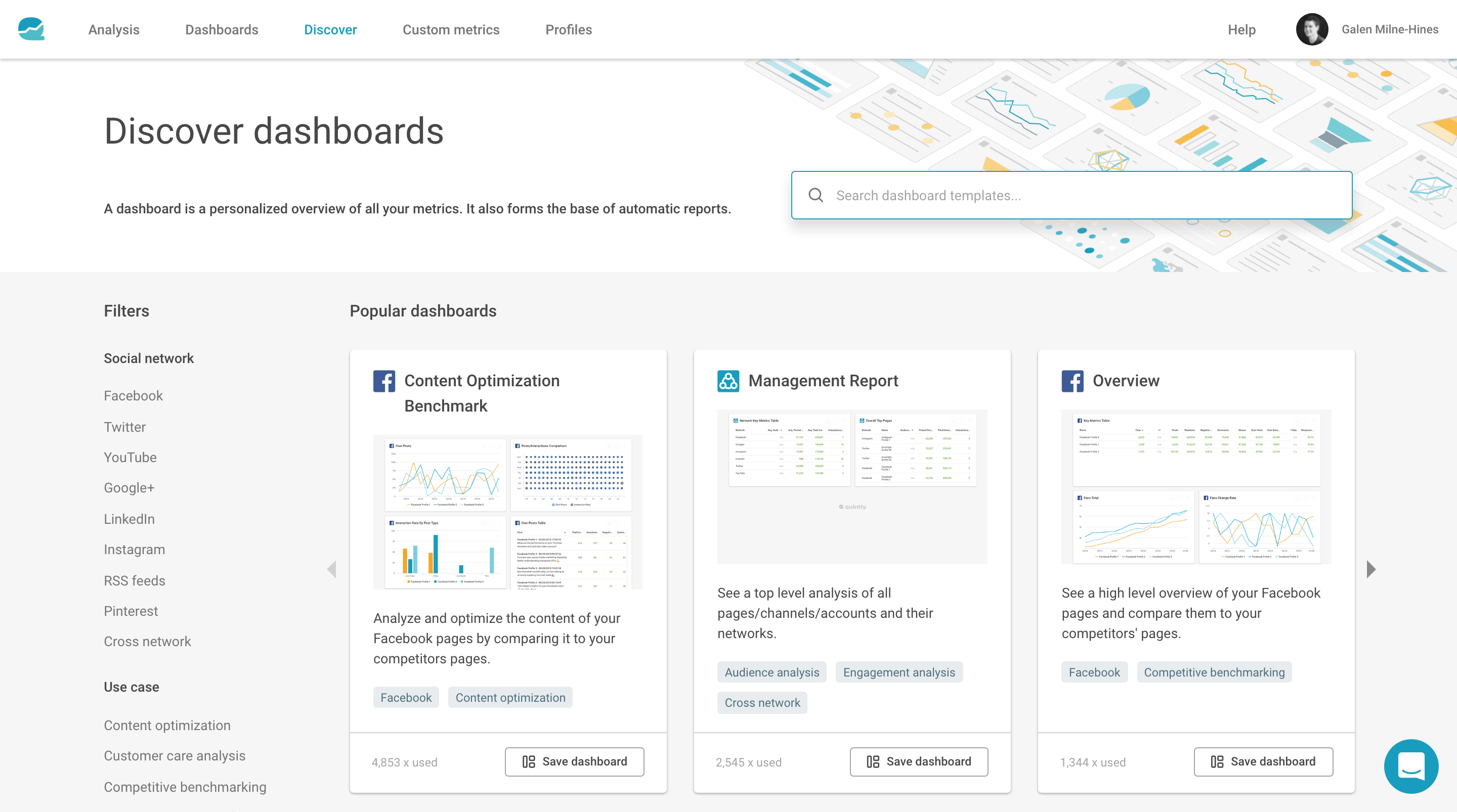 An image showing dashboards of quintly