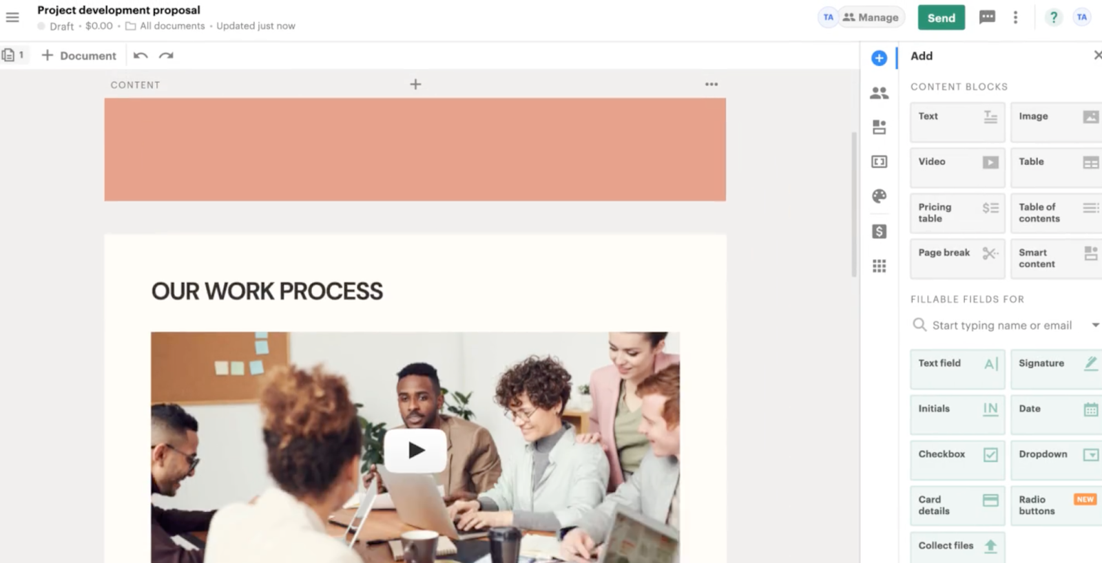 pandadoc project development proposal example user interface