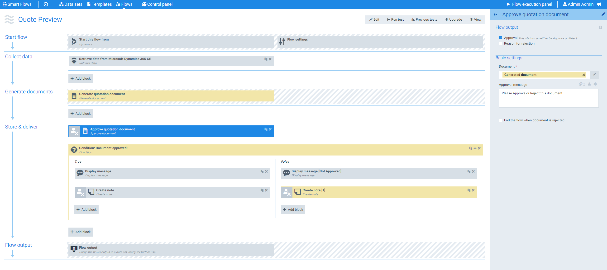 experlogix user interface showing the workflow