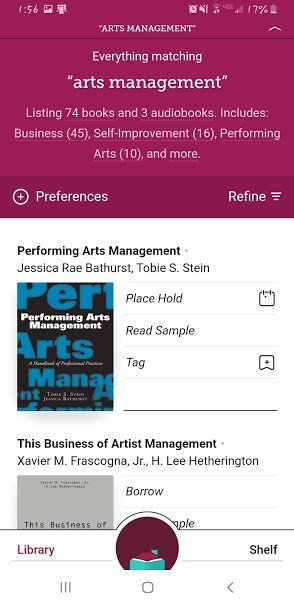 User Interface of Libby