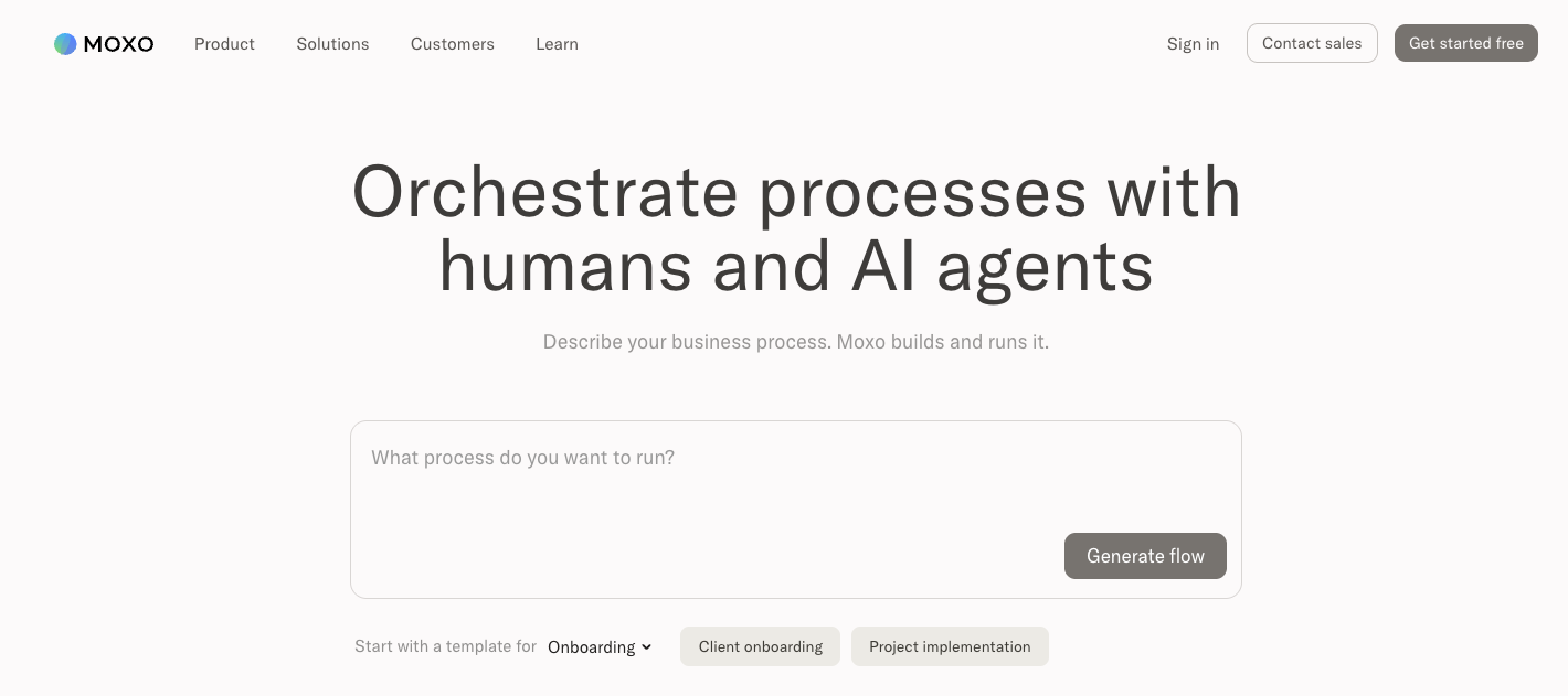 Moxo Landing Page