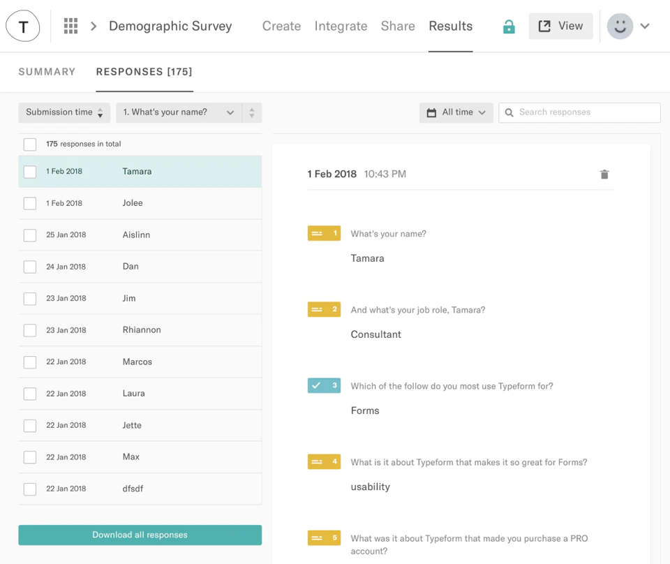 User Interface of Typeform