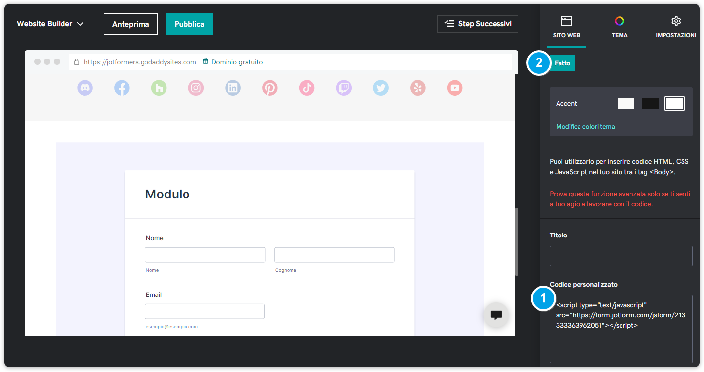 Aggiungere un Modulo a GoDaddy Image-4