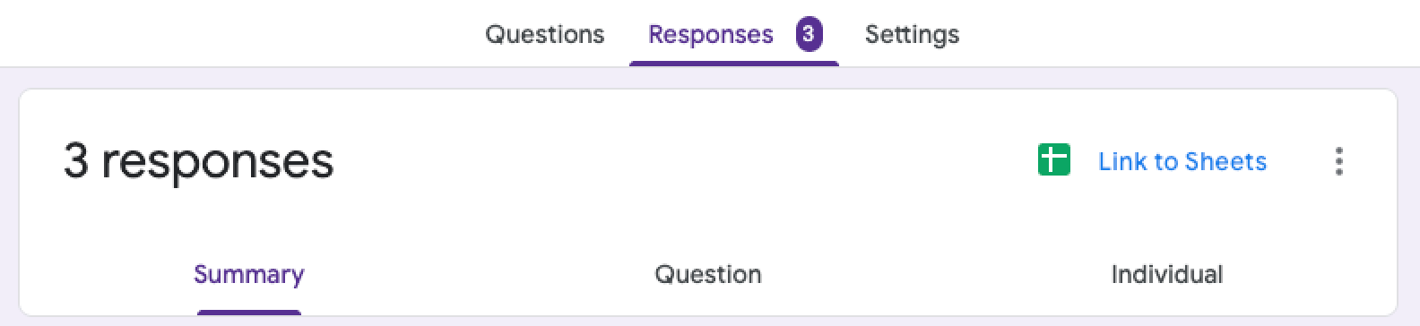Google Forms Responses Tab Summary Tab 