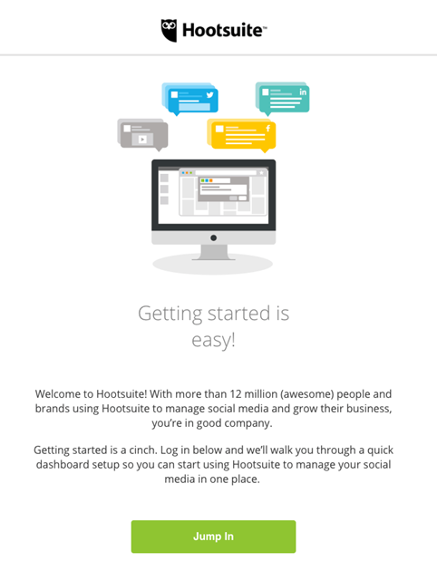 Hootsuite welcome email