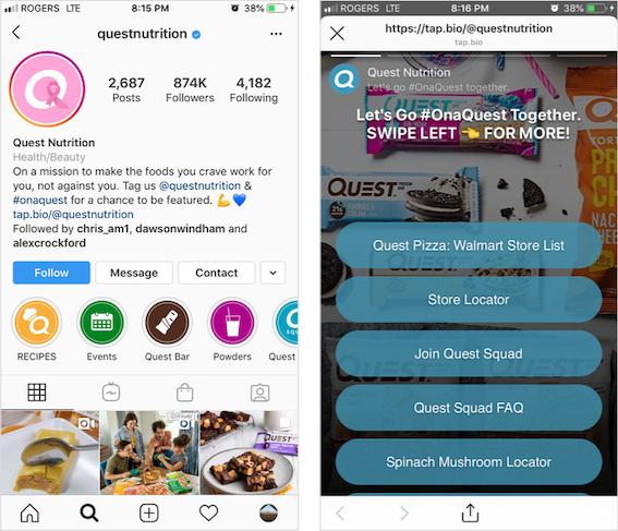 User interface of tap bio