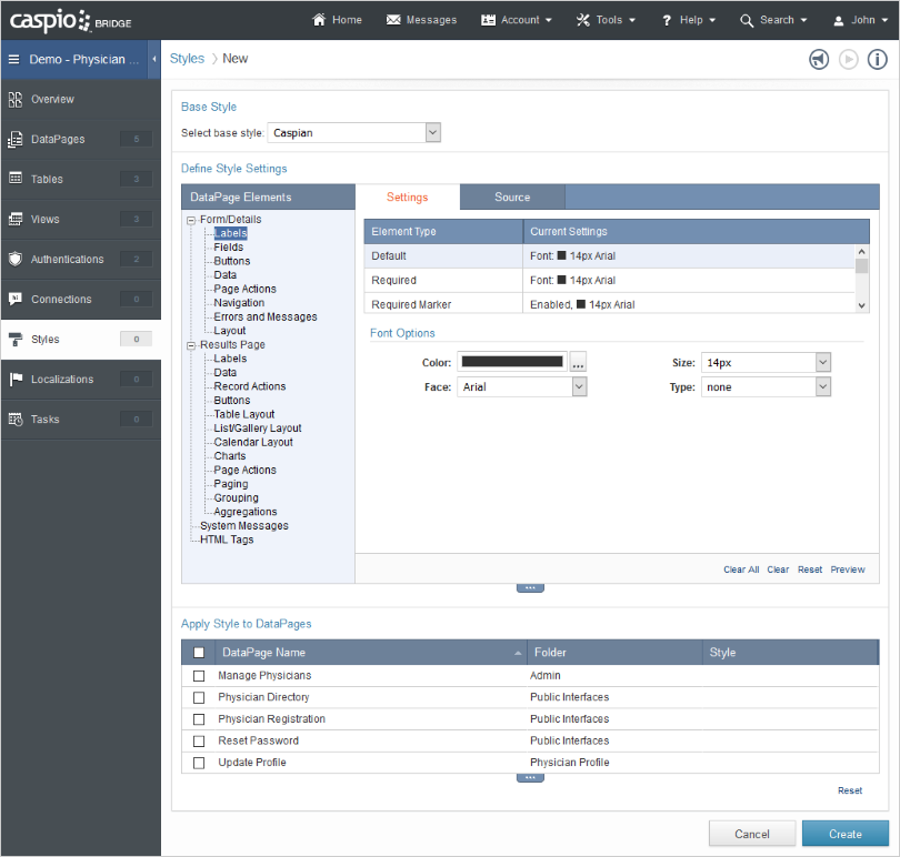 Caspio Interface