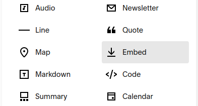 Selecting Embed from Options