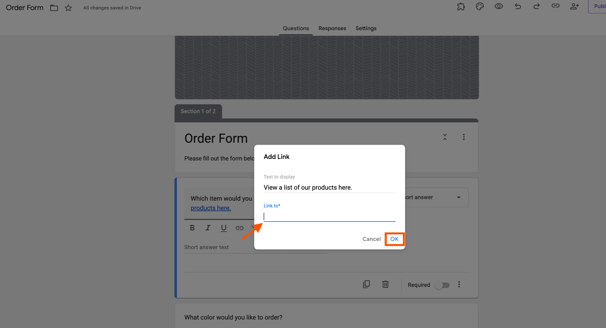 How to add a link to a Google Form Image-4