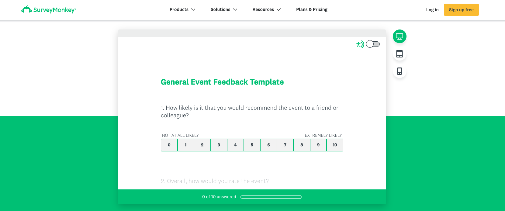 screenshot of surveymonkey