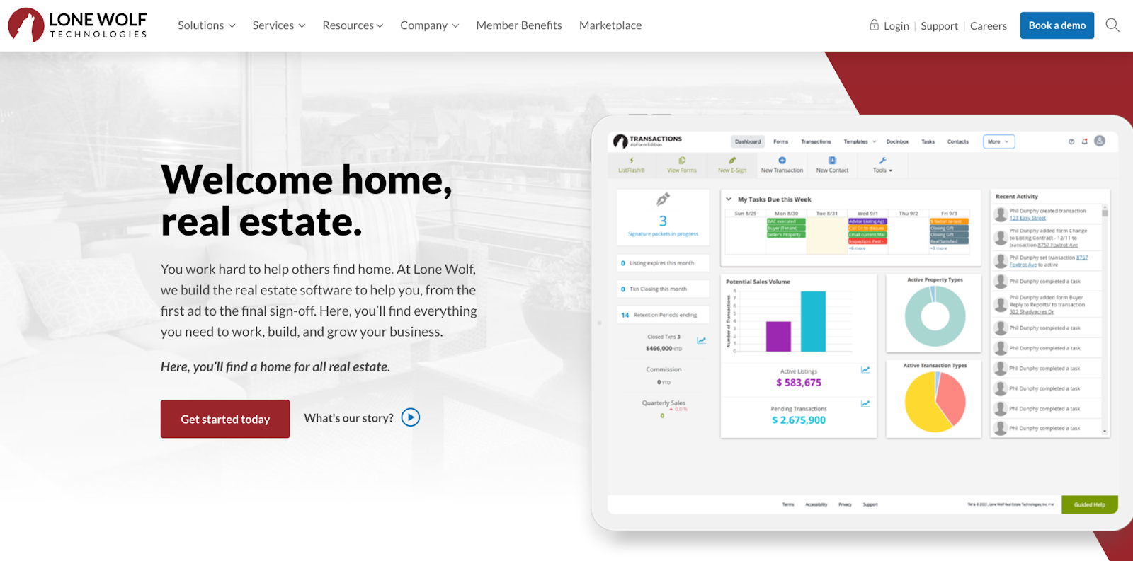 landing page of lone wolf technologies
