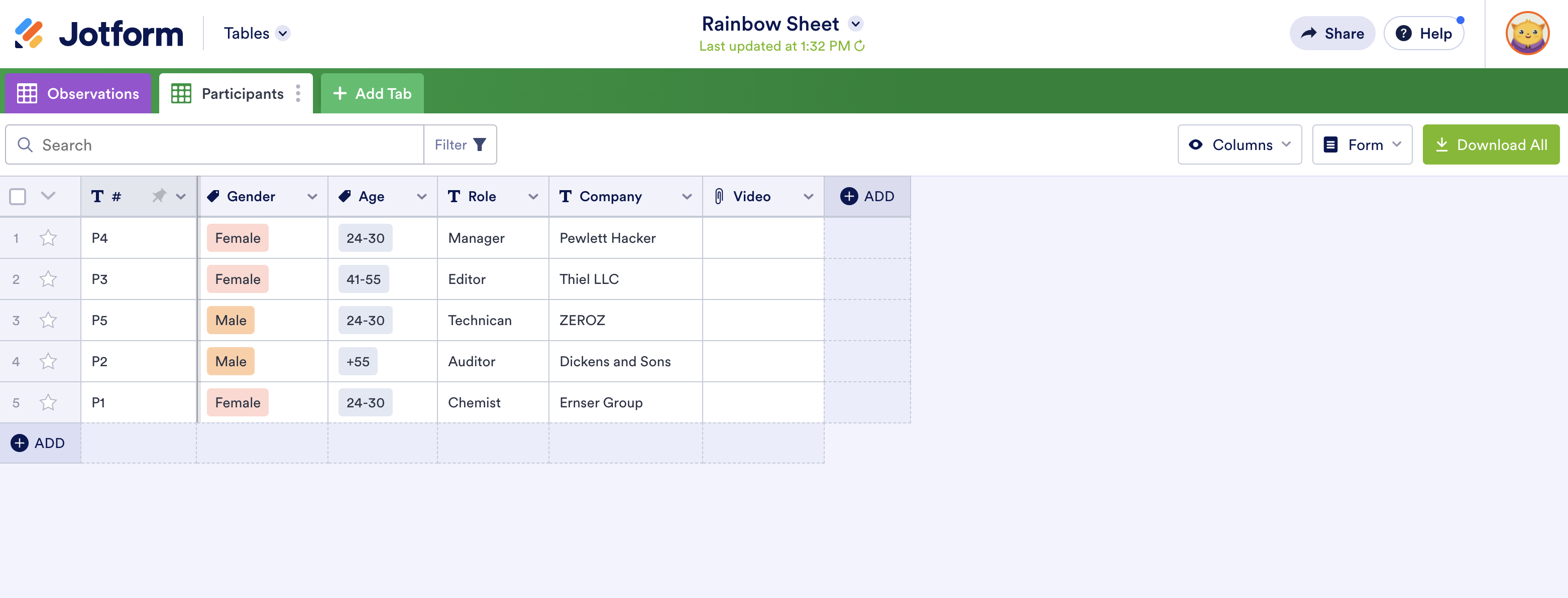 Image of Rainbow Sheet Template
