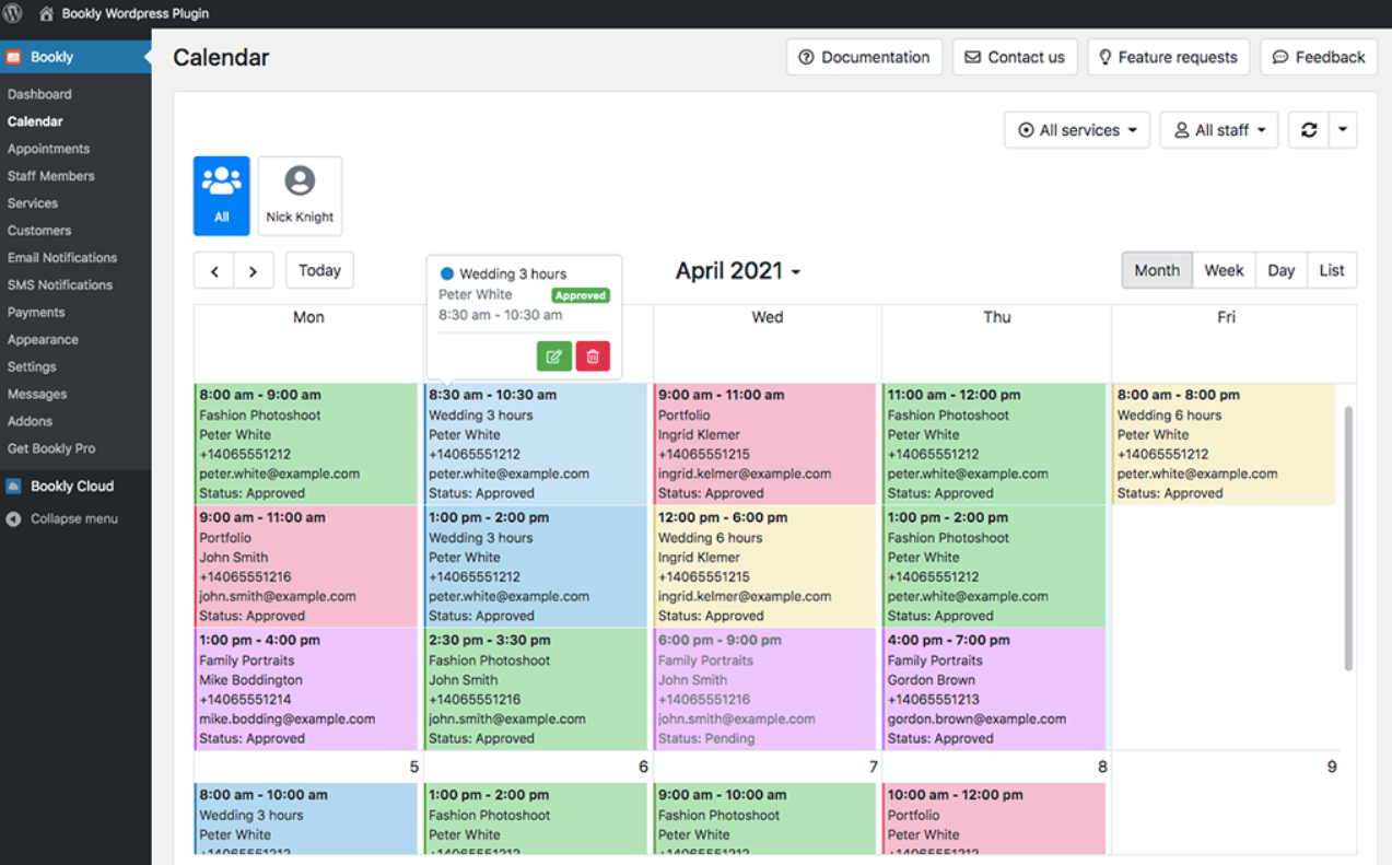 screenshot of bookly