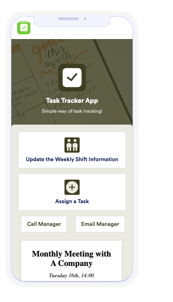 screenshot of task tracker app