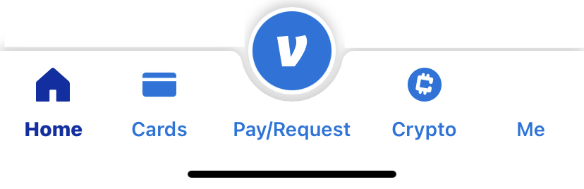 Screenshot of the Venmo home screen