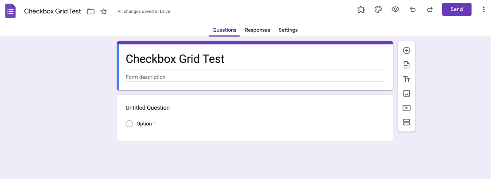 A screenshot of a newly created Google Form, ready for editing and customization