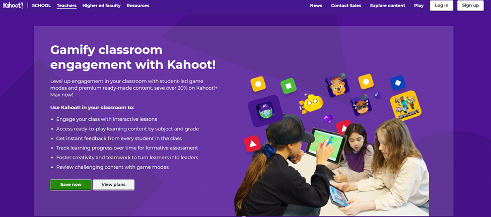 landing page of kahoot!