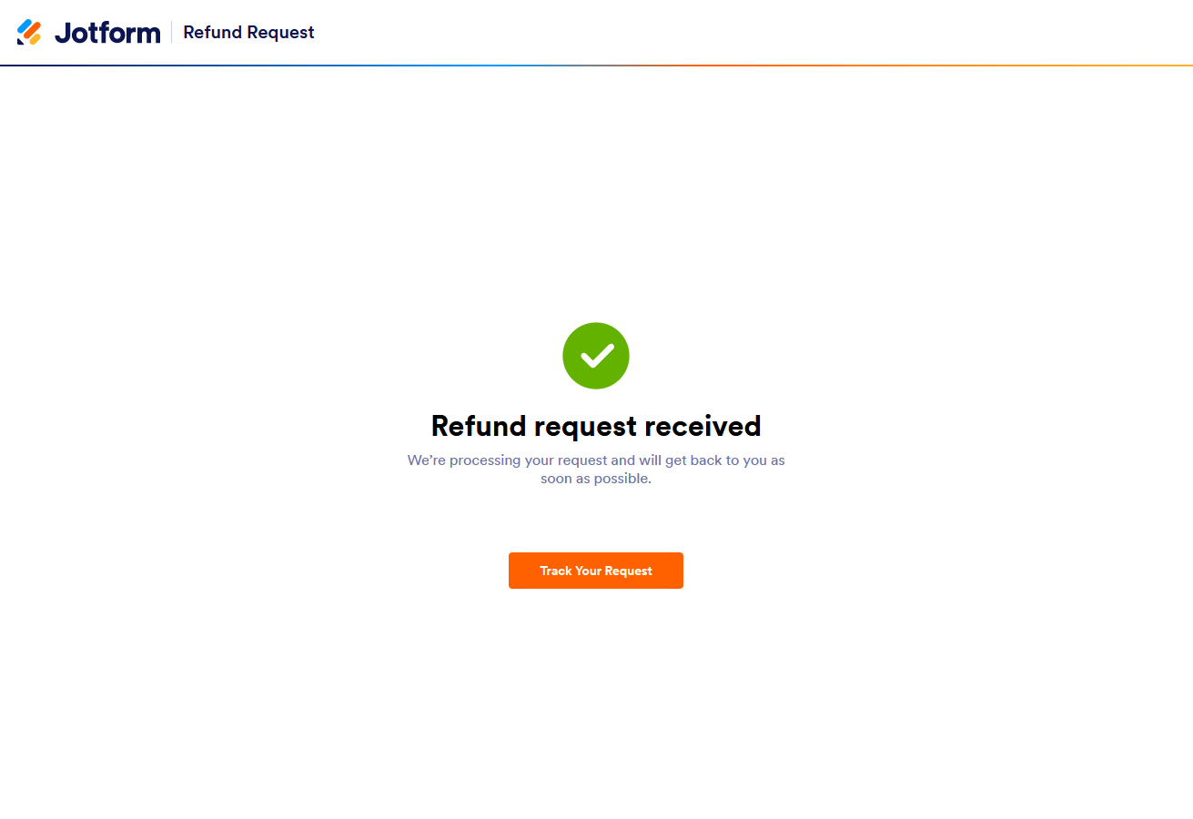 Refund Request confirmation message