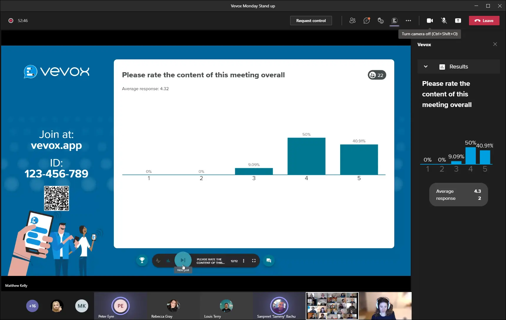 user interface of vevox