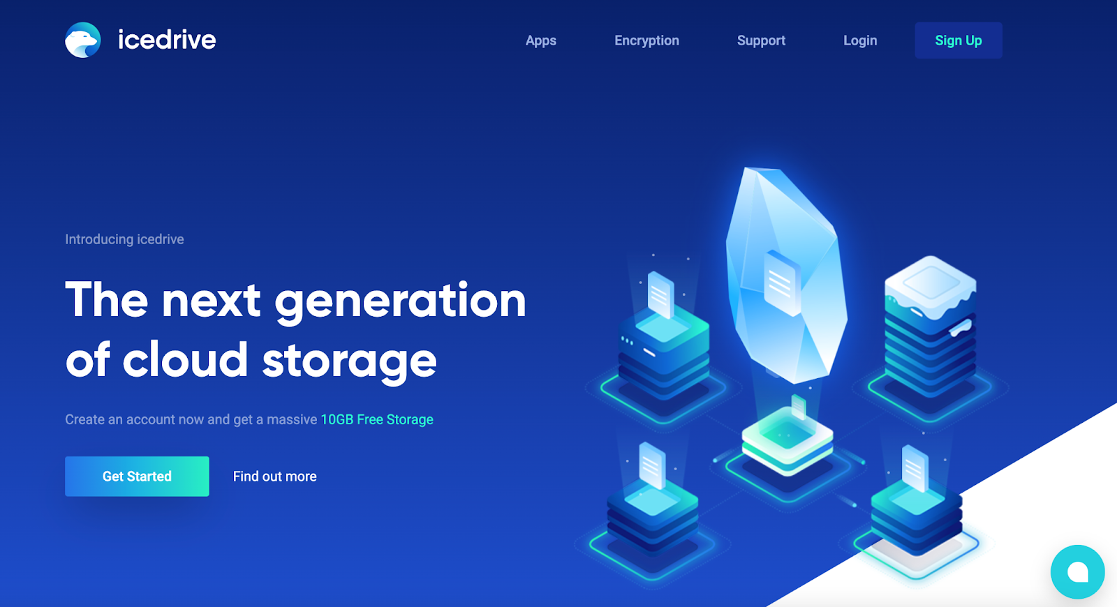 landing page of icedrive