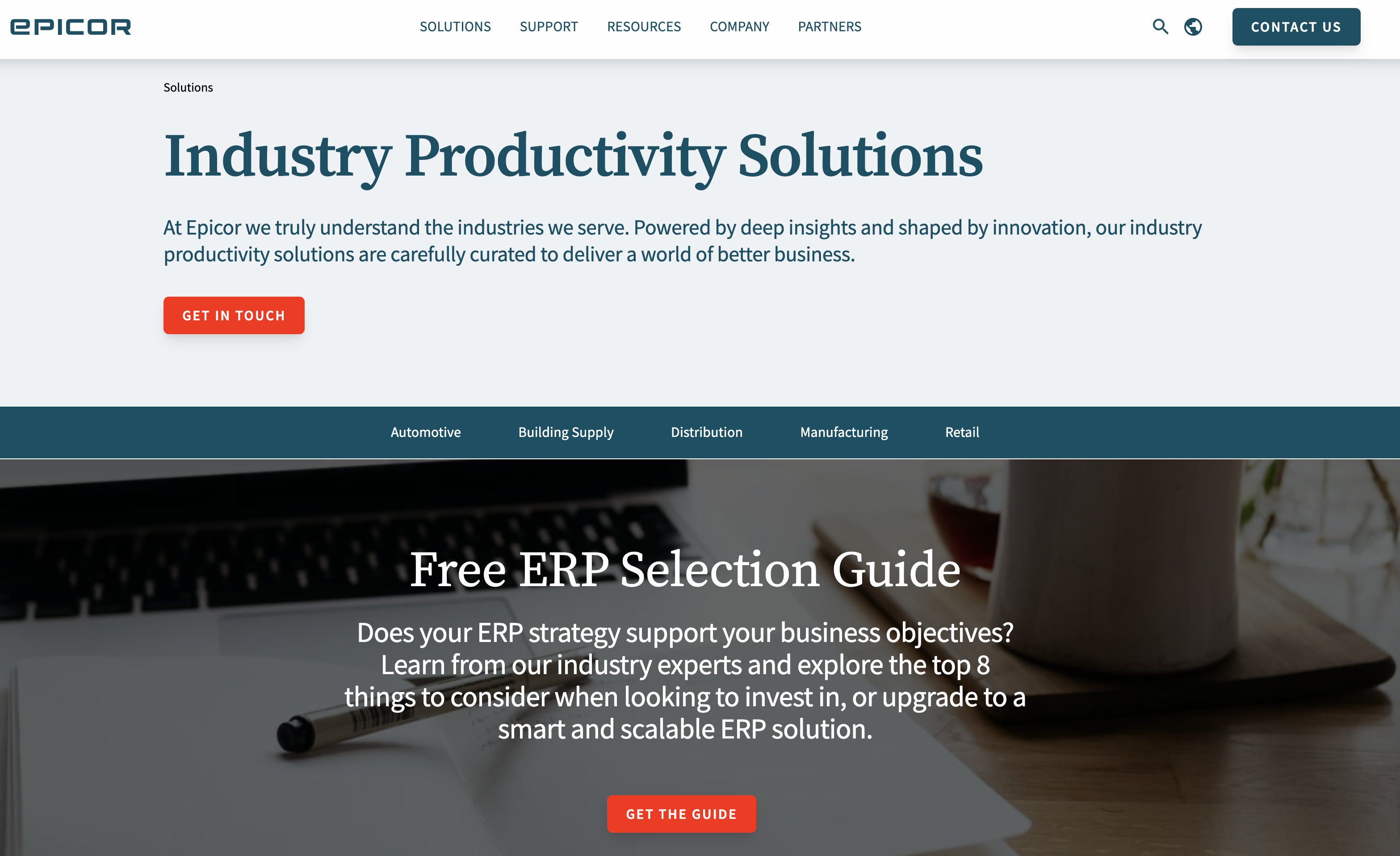 Epicor Landing Page