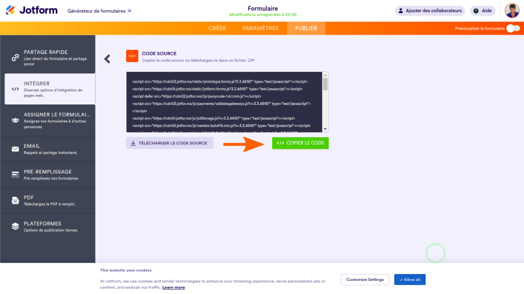 Comment obtenir le code source de votre formulaire Image-2