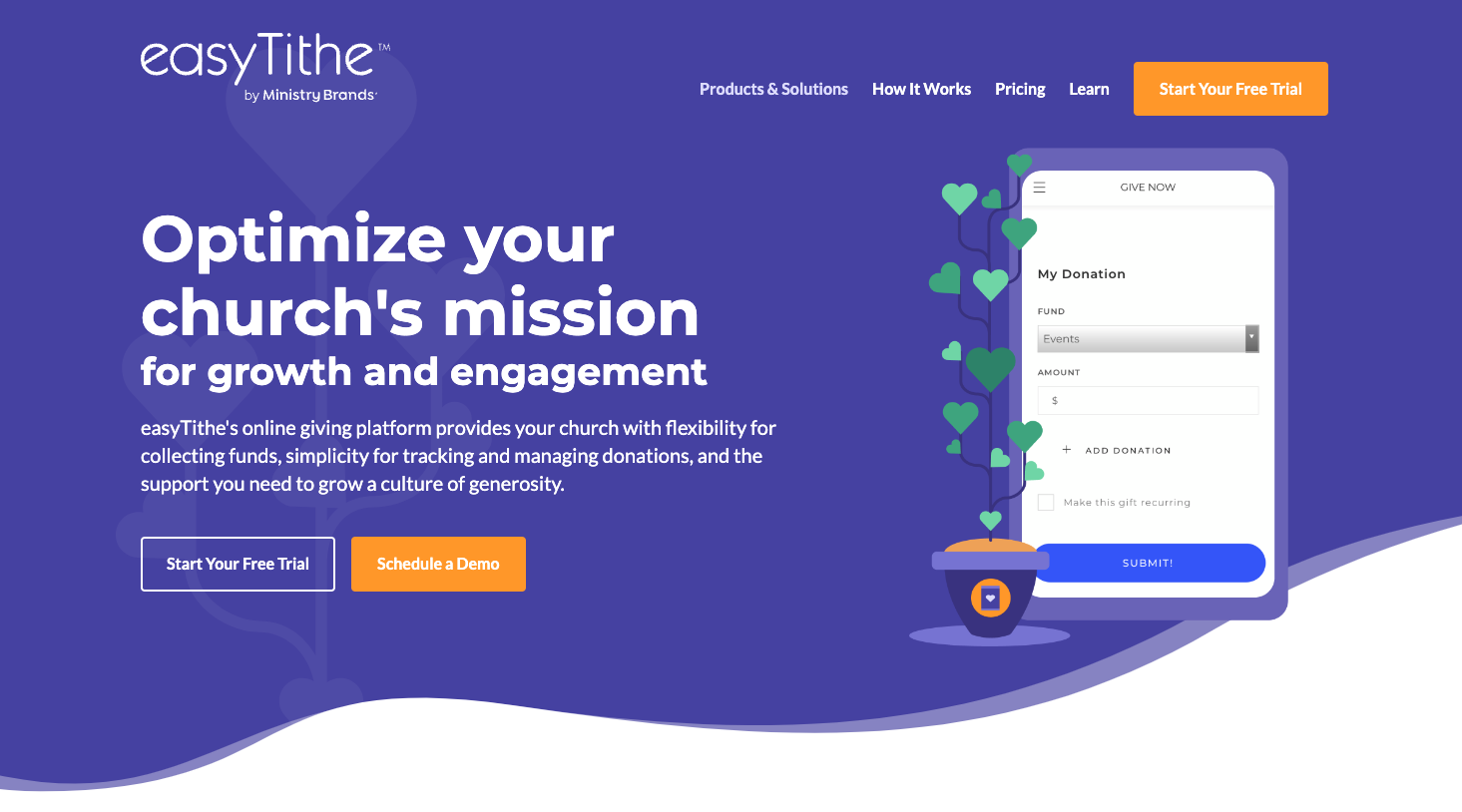 easyTithe Landing Page
