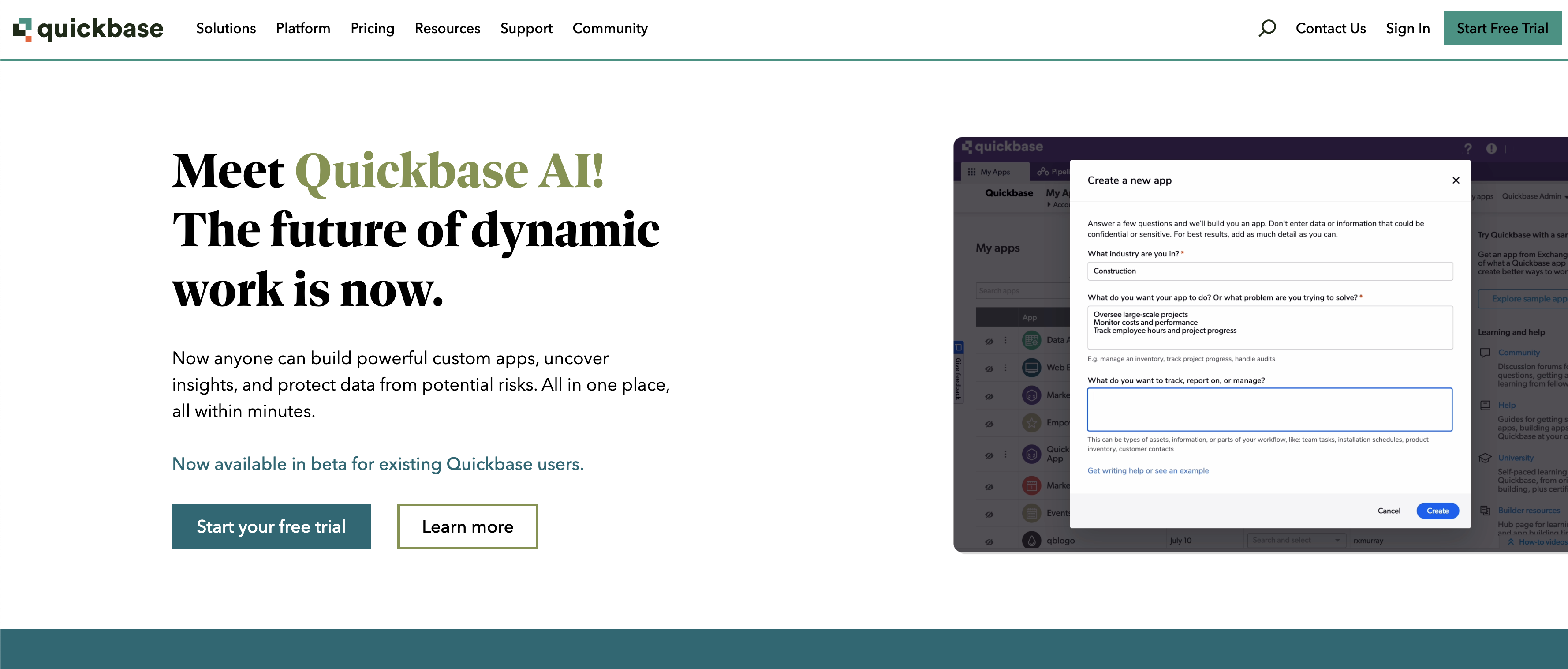 Quickbase Landing Page